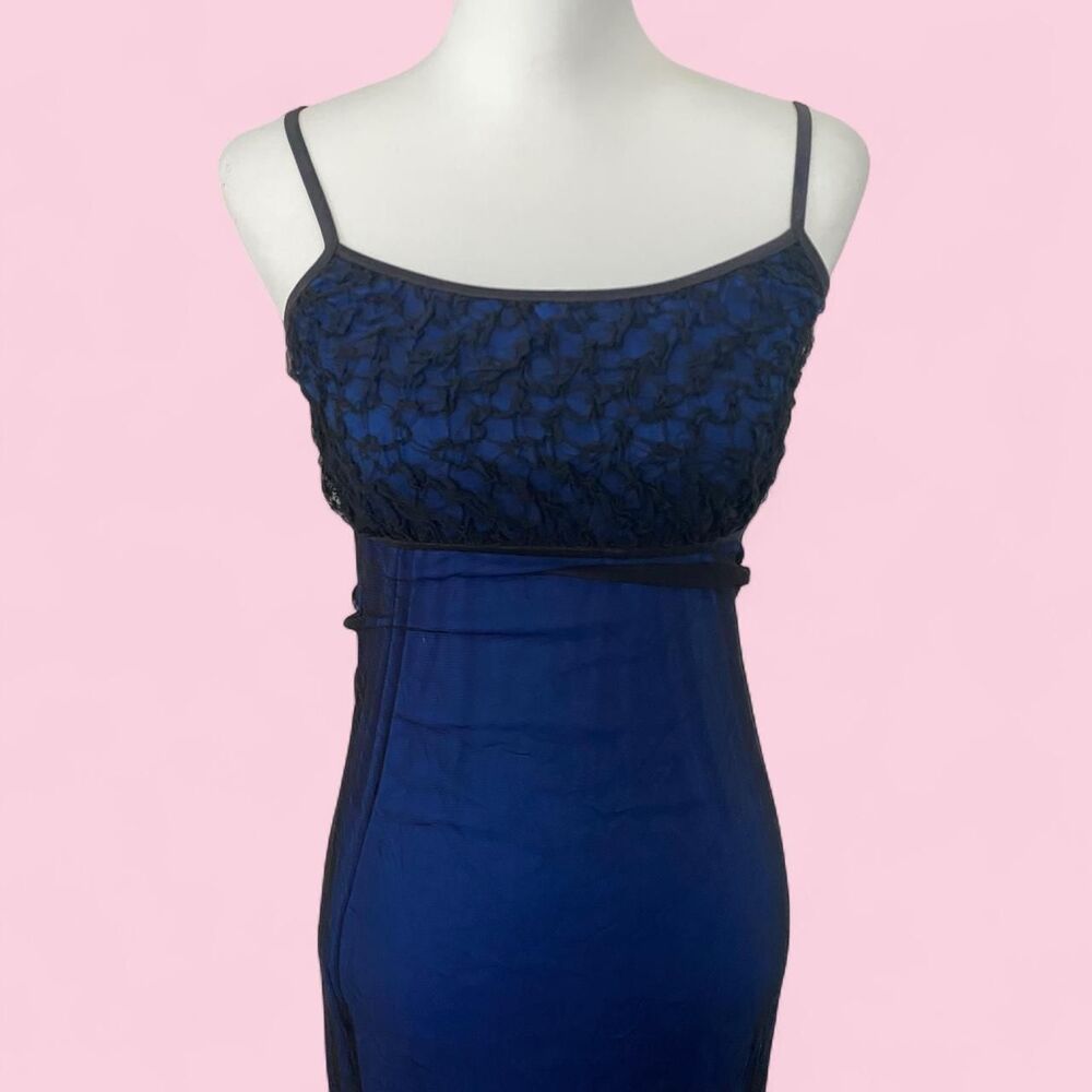 Vintage 90s Black and Royal Blue Maxi Dress